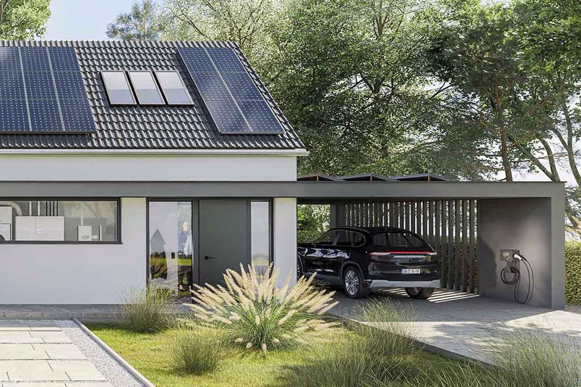 Haus mit PV-Anlage und Wallbox